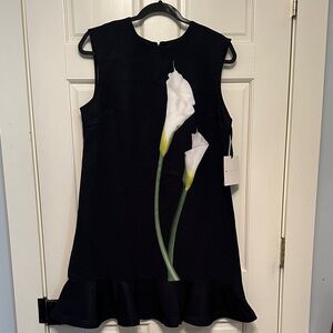 Victoria Beckham for Target Black Dress with White and Green Floral Accent